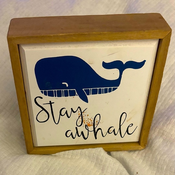Other - Wooden Whale Decor with Blue Design